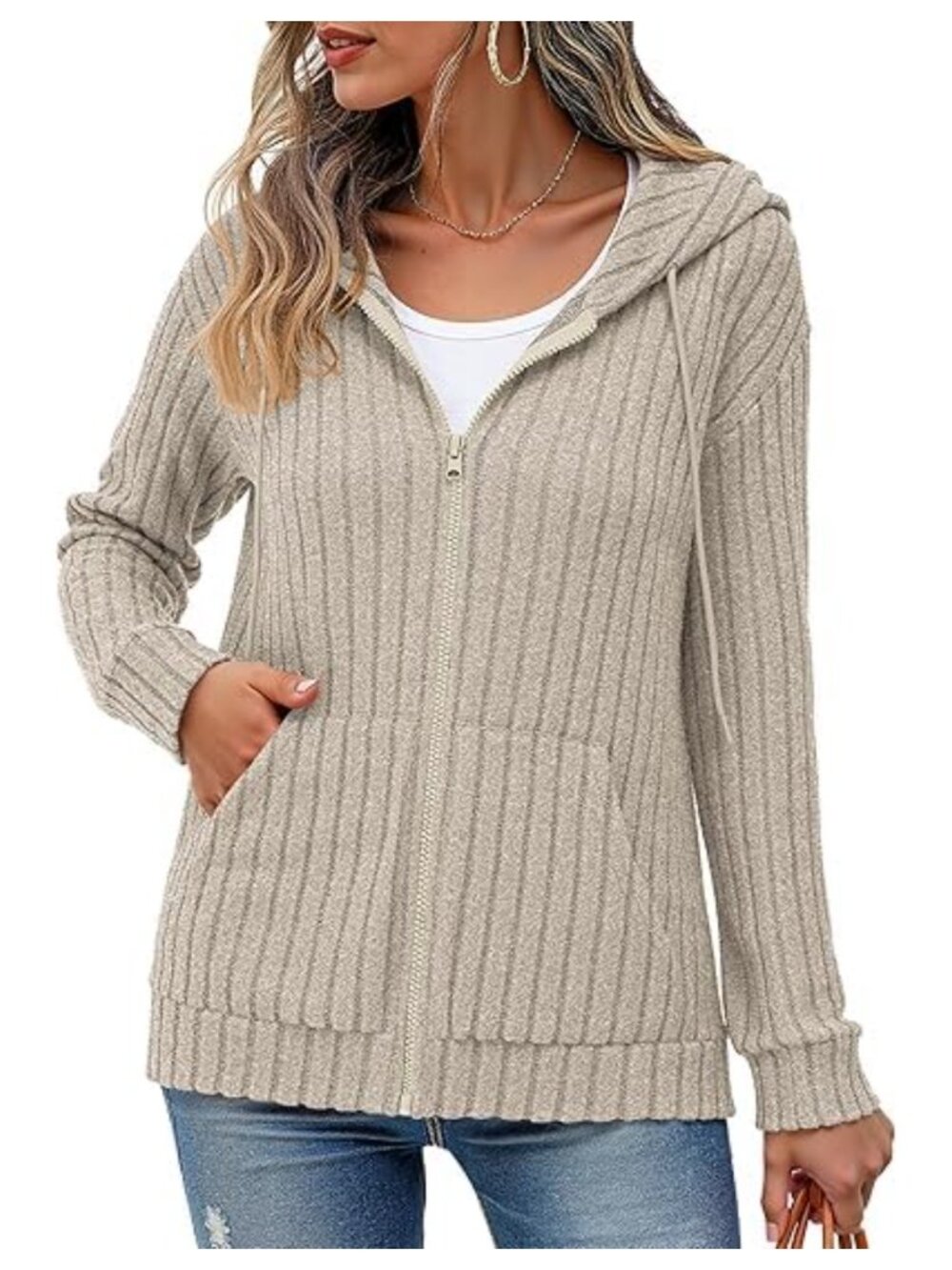 YOPP Women's Zip Up Hoodie Lightweight Cardigan Fall Jacket Oversized